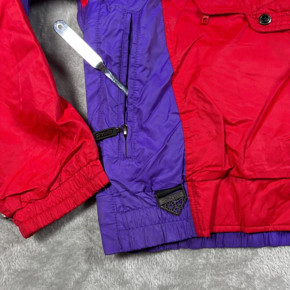 Vintage Spyder Jacket Men Small Red Ski Pullover Quarter Zip Thinsulate 80s Snow - Picture 4 of 14
